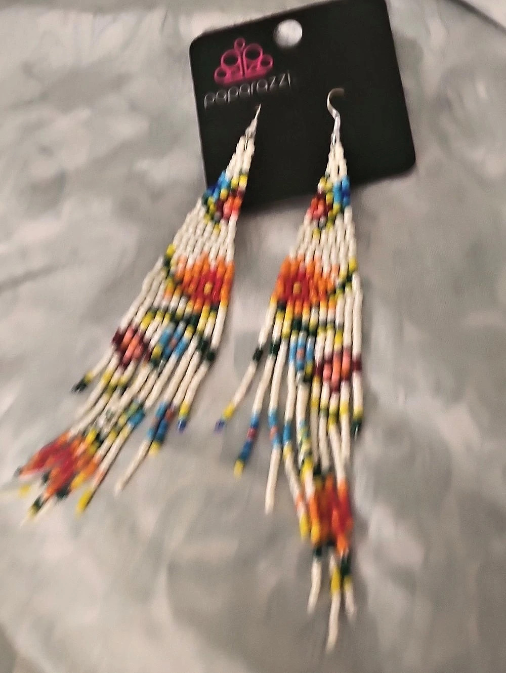 Paparazzi Beaded Gardens - White Beaded Dangle Earrings